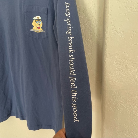 Vineyard Vines Blue "Pawty Animal" L/S Pocket Tee M - Picture 5 of 8